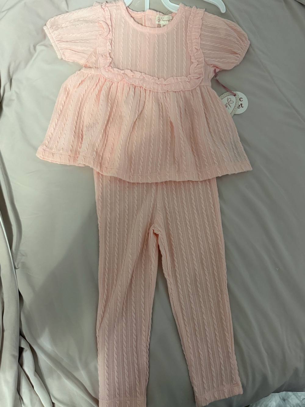 Nanette Baby Girl Pink Cable Knit 2 Piece Outfit Set 18M NWT